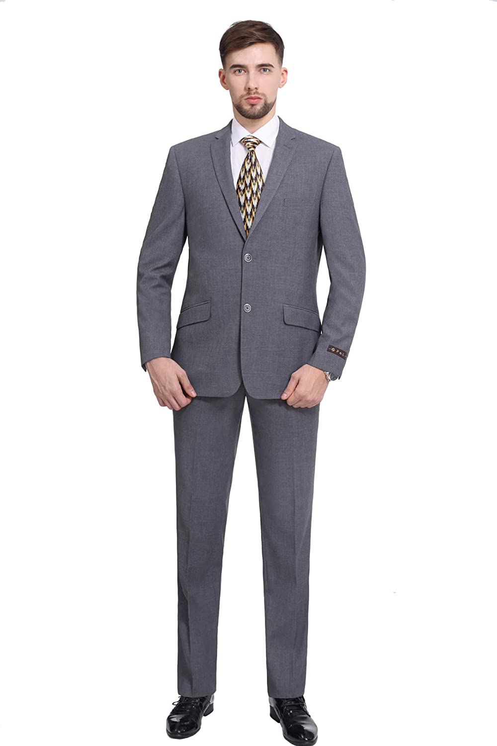 P&L Men's Premium Slim Fit 2-Piece Business Wedding Prom Suit Jacket Blazer Tux & Flat Pants Set 