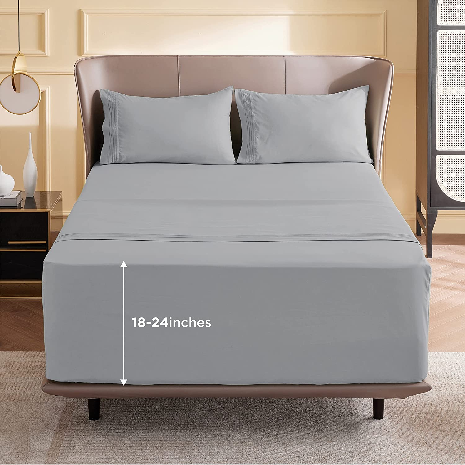 Bedsure Extra Deep Pocket Queen Sheet Sets Grey - Air Mattress Sheets with  18 to