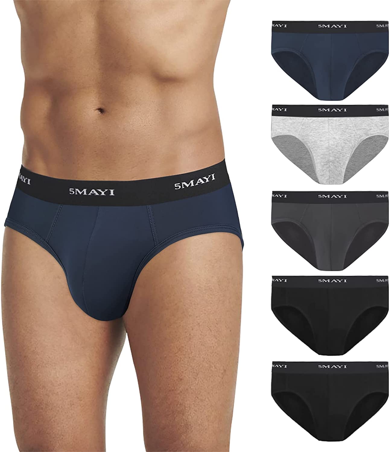 5Mayi Men's Underwear Boxer Briefs Cotton Regular Long Mens Boxer Briefs  Underwear Men Pack SML XL XXL