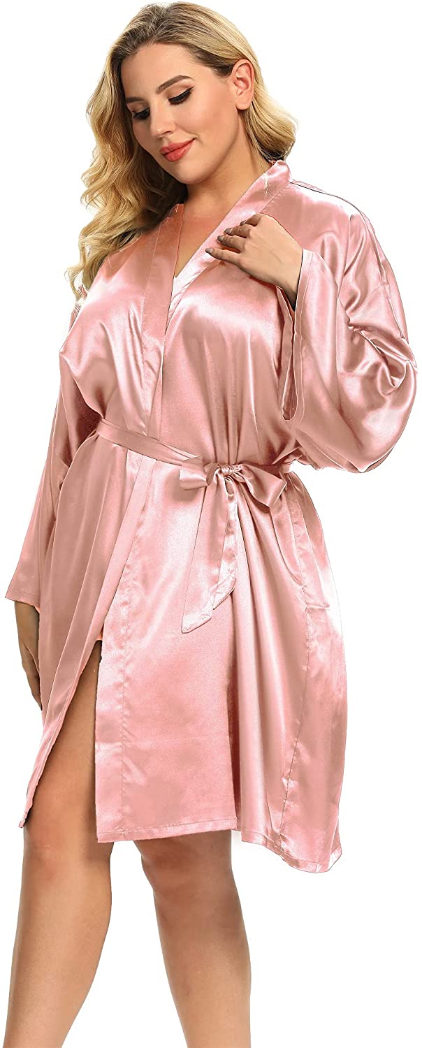 Women's Plus Size Silky Robes Plus Size Satin Robes Bridesmaid Robes