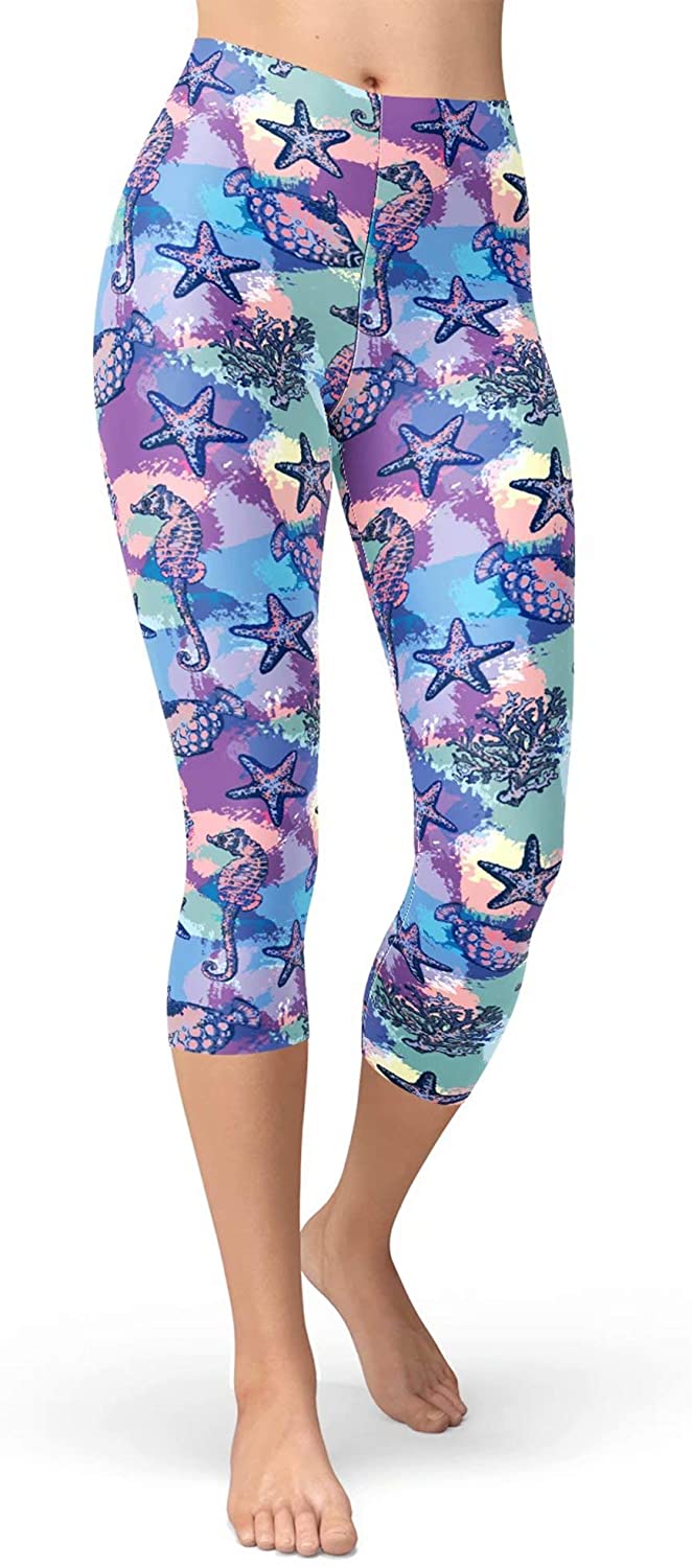 sissycos Women's Under The Sea Capri Leggings Printed Buttery Soft Cropped  Stretch Pants 21 : : Clothing, Shoes & Accessories