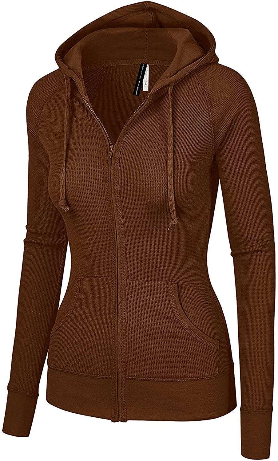 thumbnail 25  - OLLIE ARNES Women&#039;s Thermal Long Hoodie Zip Up Jacket Sweater Tops