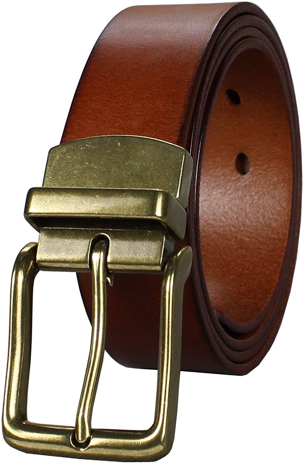 Bullko Mens Casual Genuine Leather Dress Belt With Jeans Classic Buckle 