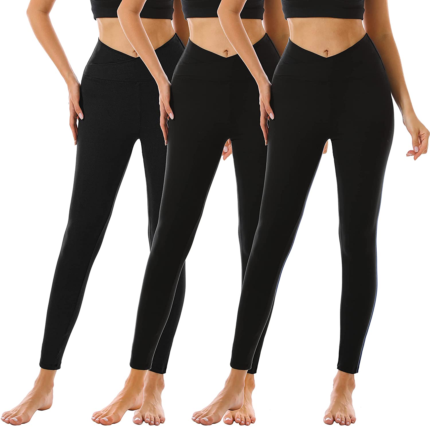 3 Pack Womens Leggings-No See-Through High Waisted Tummy Control Yoga Pants  Work