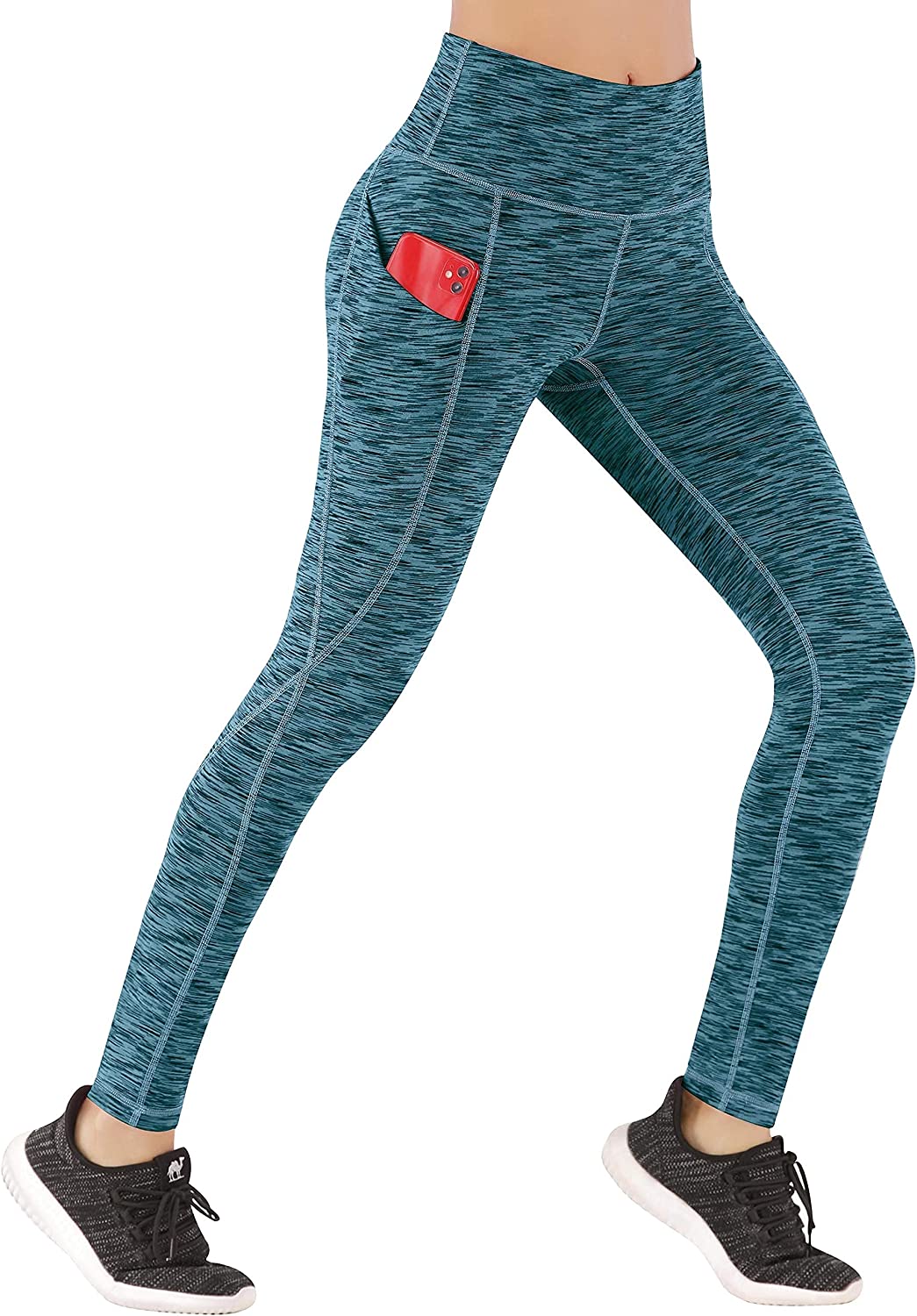 Ewedoos Womens High Waisted Legging Yoga Pants with Pockets, Navy, Medium