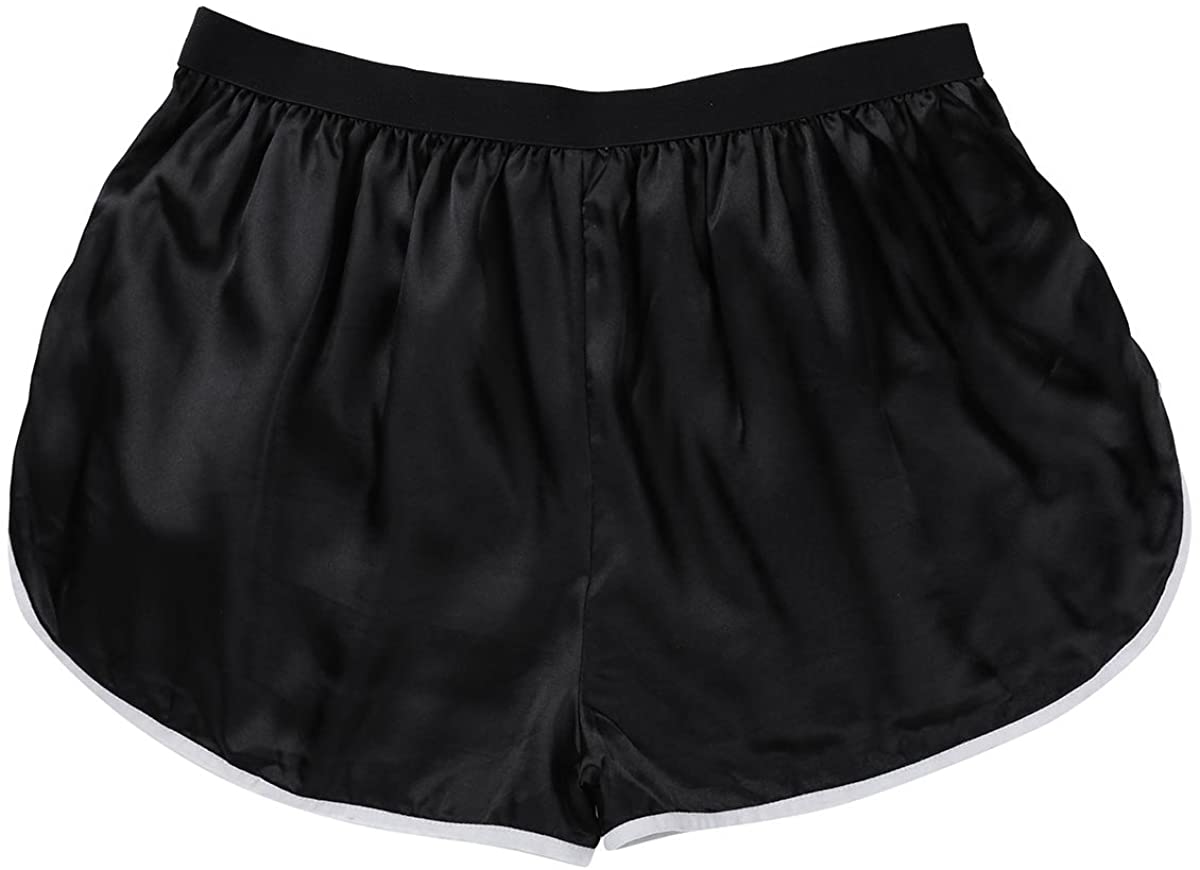 MSemis Men's Satin Silk Shiny Boxer Shorts Side Split Underwear Swim ...