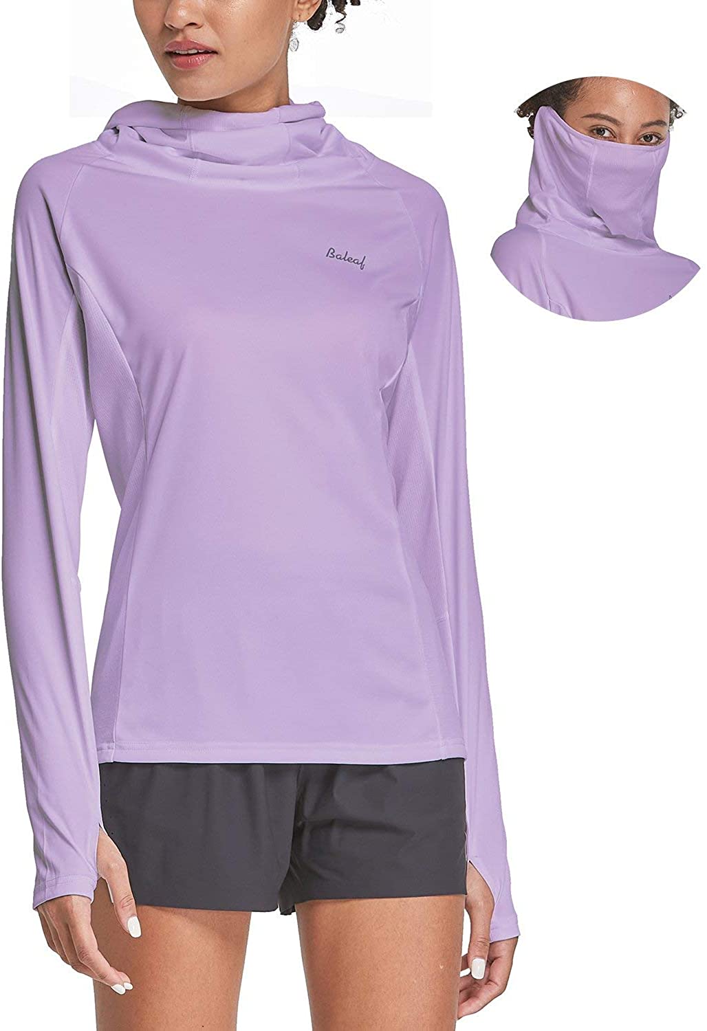 BALEAF Women's Hoodie Shirts with Face Cover Long Sleeve UPF 50+  Lightweight Qui