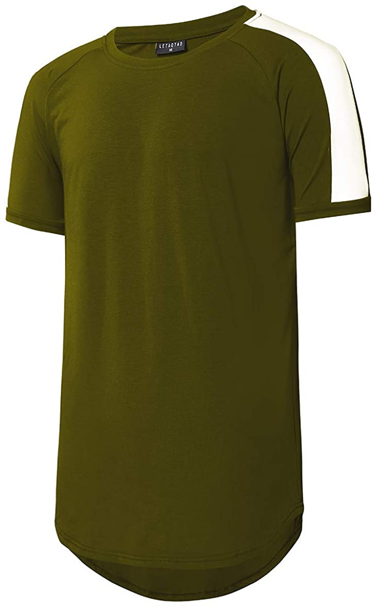 LETAOTAO Mens Workout Shirts Hipster Slim Fit T-Shirts Longline 