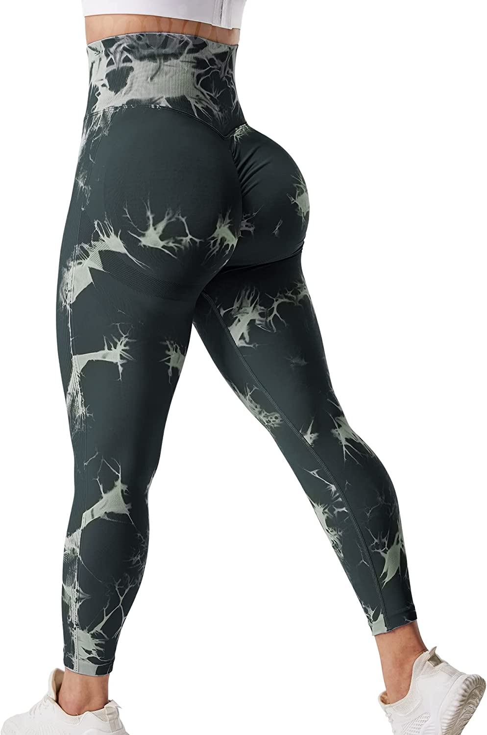 VOYJOY Tie Dye Seamless Leggings for Women High Waist Yoga Pants, Scrunch  Butt Lifting Elastic Tights, #1 Brown, Small