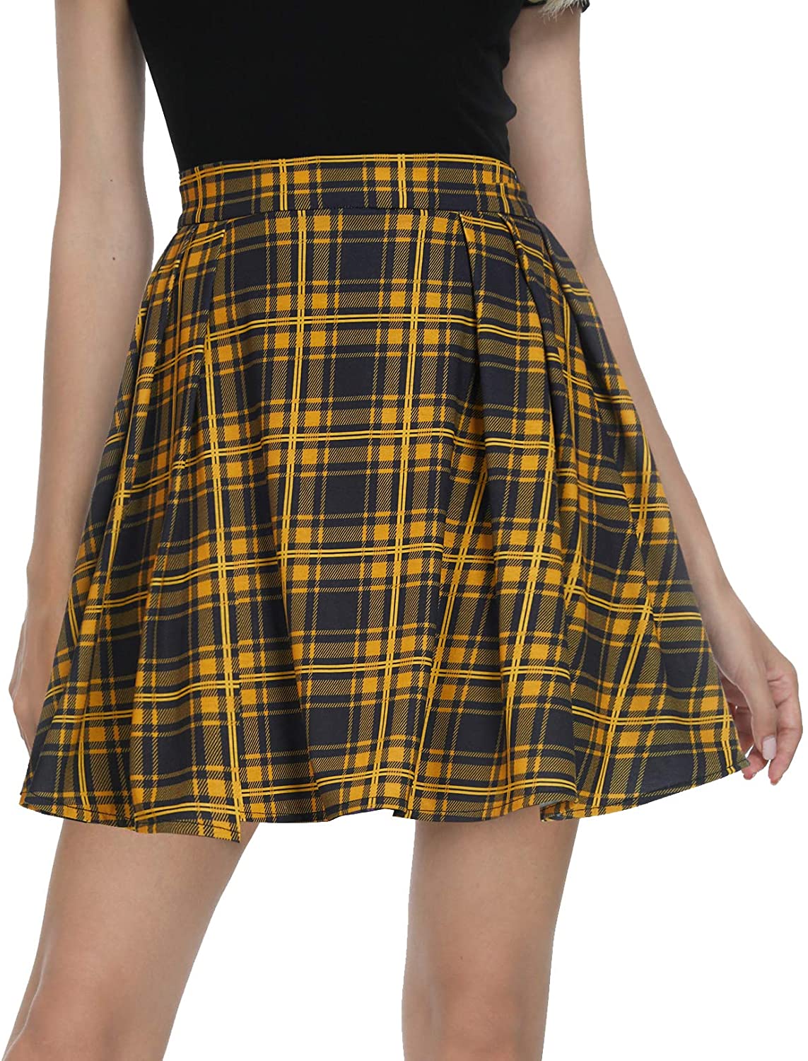 Urban CoCo Plaid Pleated School Uniform Mini Skirts (Series 5 Red,L) 