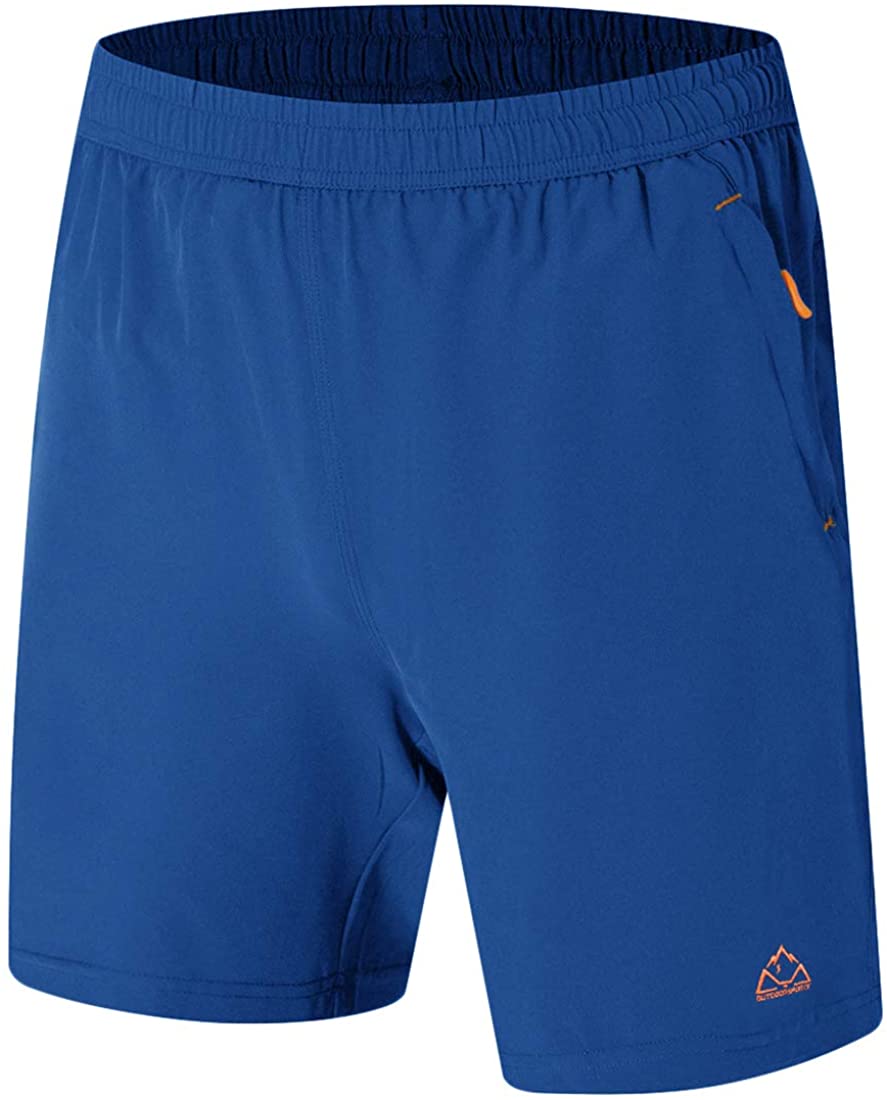 BGOWATU Mens 7 Inches Workout Running Gym Shorts Lightweight Jersey Short with Zipper Pockets