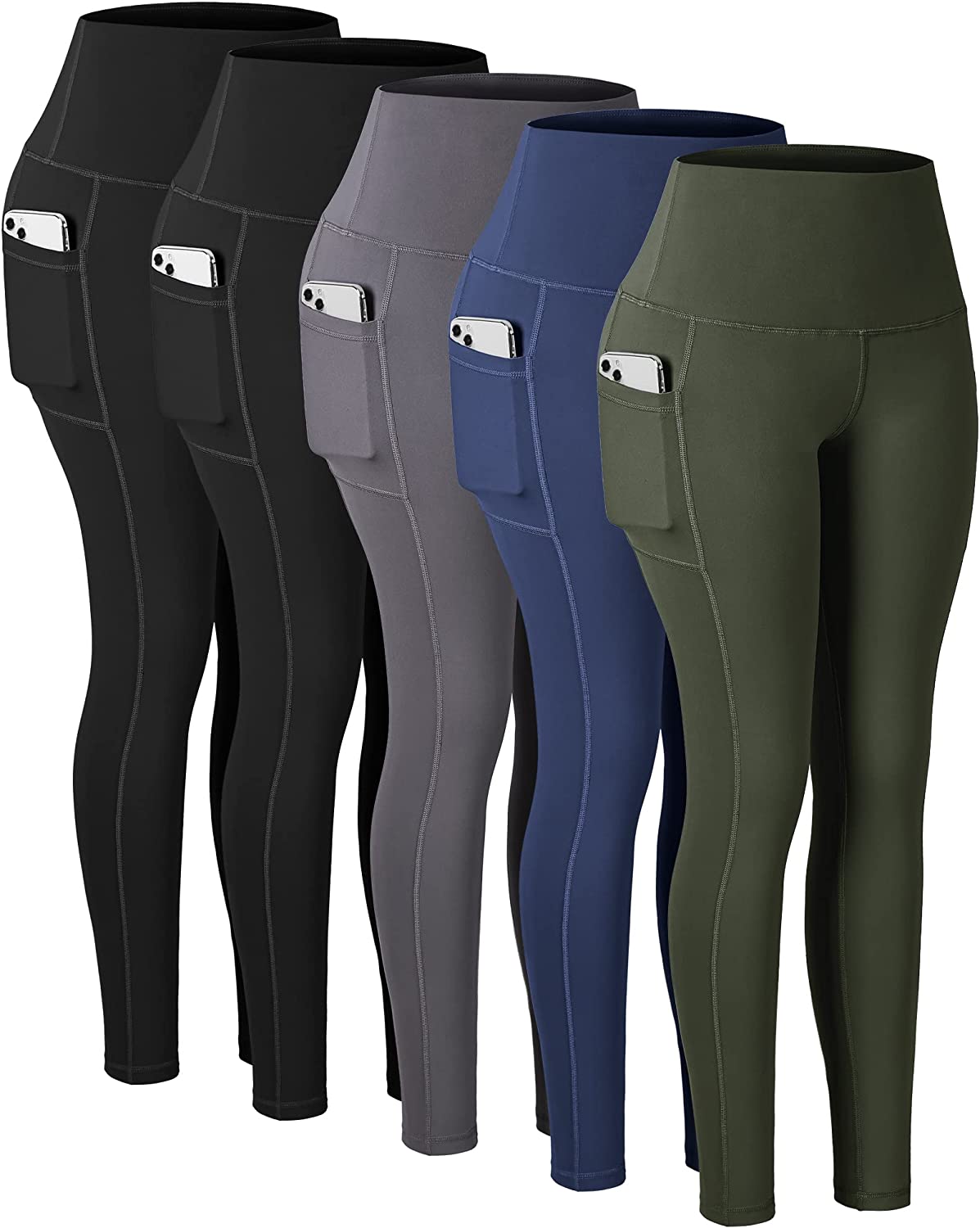 CHRLEISURE 3 Packs Leggings with Pockets for Women, High Waisted Tummy  Control W