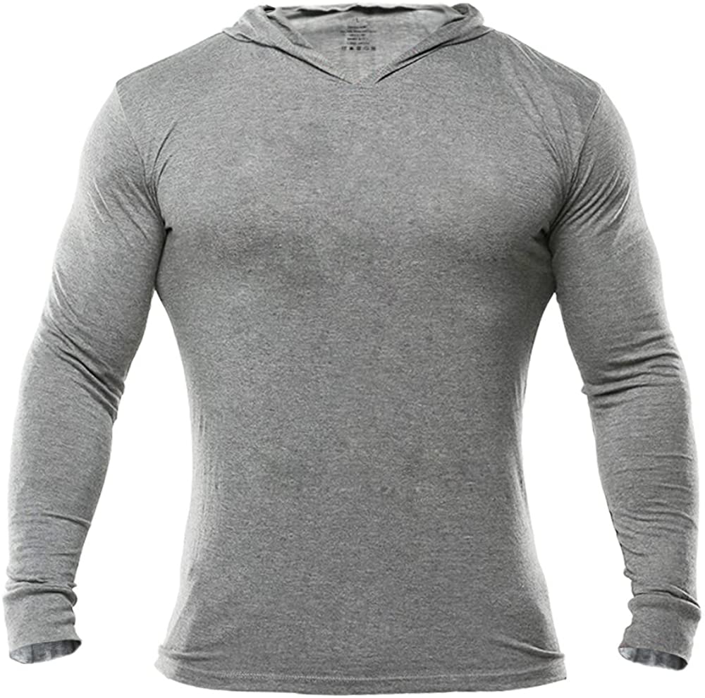 MUSCLE ALIVE Bodybuilding Long-Sleeve Hoodie Casual Sweatshirts Stretchy Cotton