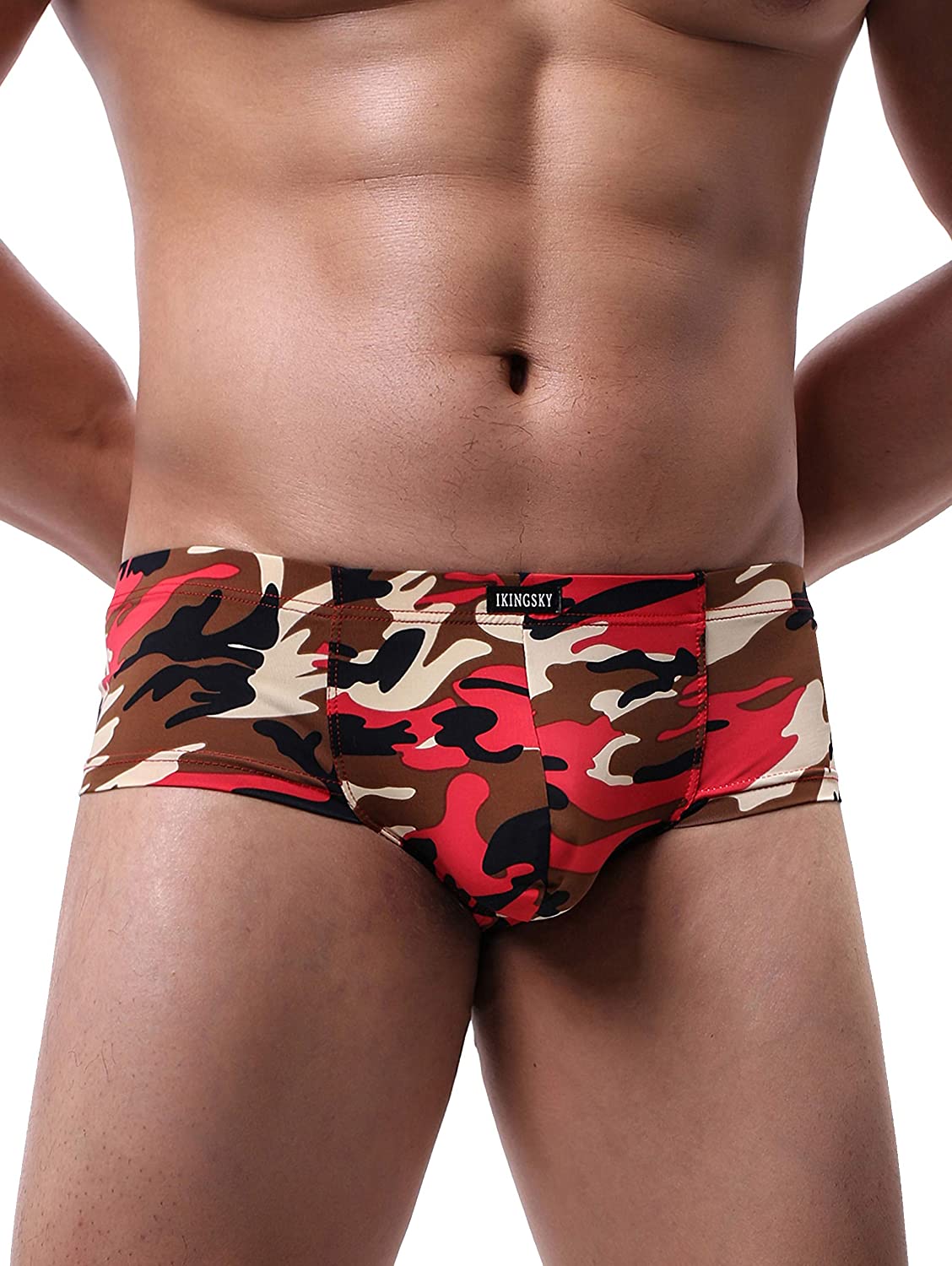 Ikingsky Mens Camouflage Cheeky Boxer Briefs Sexy Mini Cheek Thong