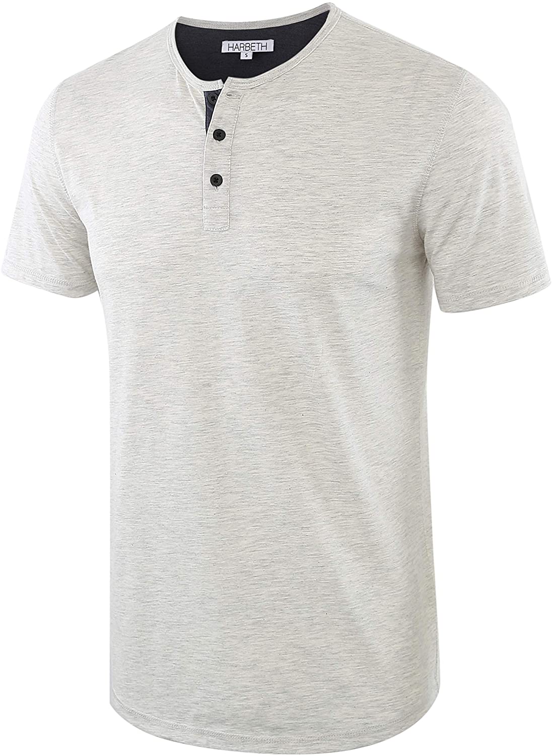HARBETH Mens Casual Soft Athletic Regular Fit Short Sleeve Henley Jersey Shirt 
