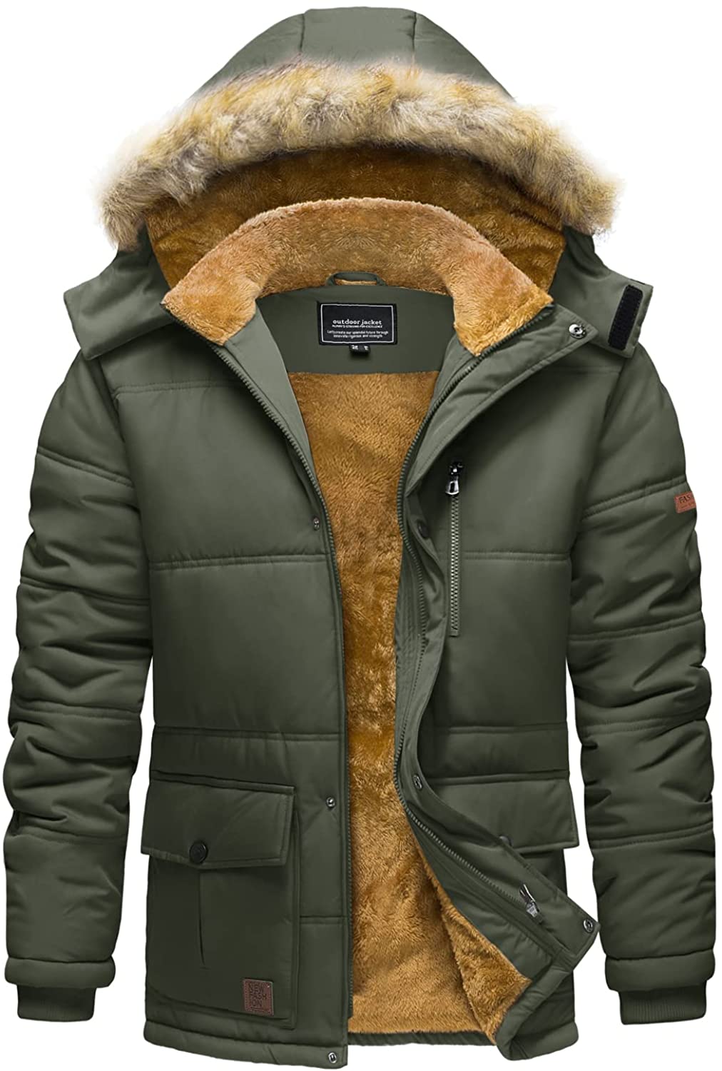 TACVASEN Men's Winter Jacket with Hood Water Repellent Windproof Thicken Parka Snow Ski Coat