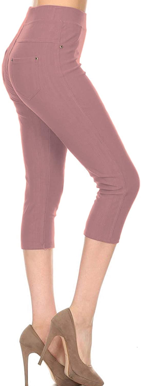 Leggings Depot Premium Quality Cotton Blend Stretch Jeggings with 2 Pockets 
