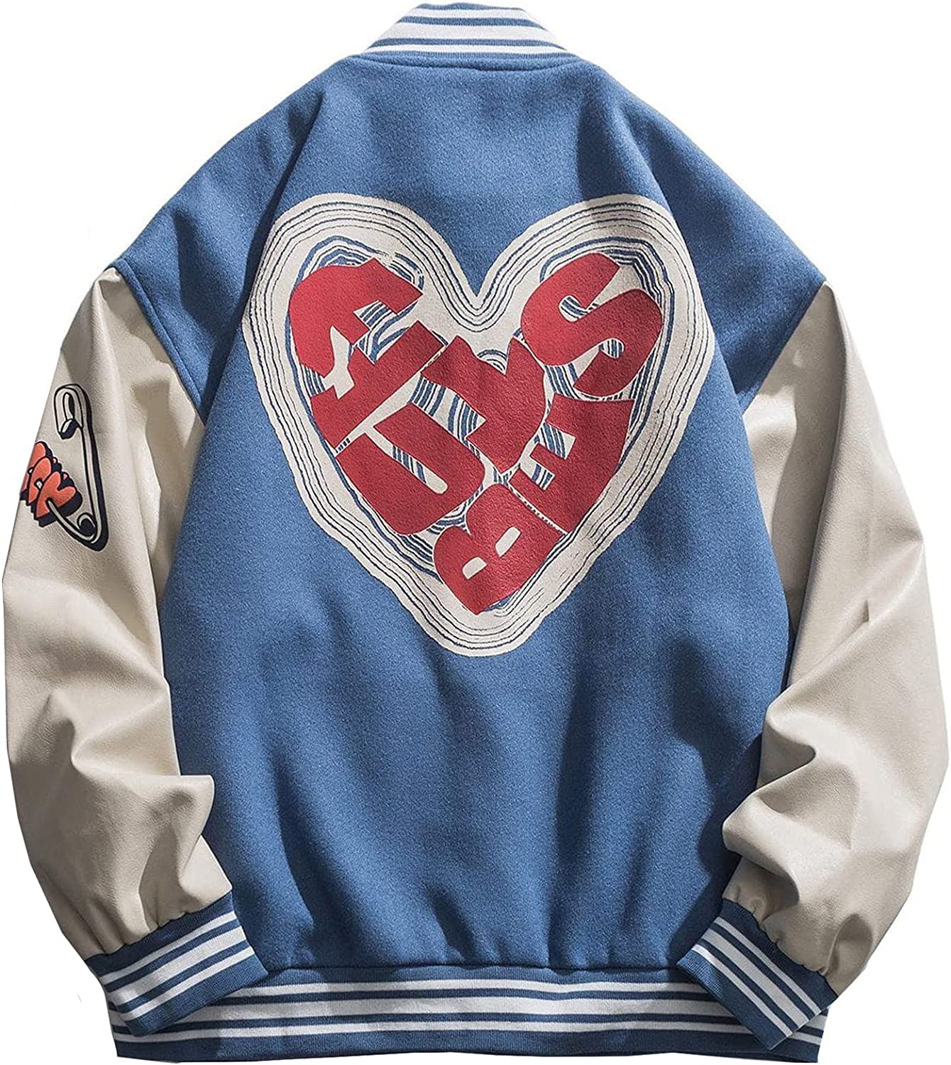 Love Is Evol” Tan/ Light Blue Varsity Jacket – DesignerDrugzJunkiez