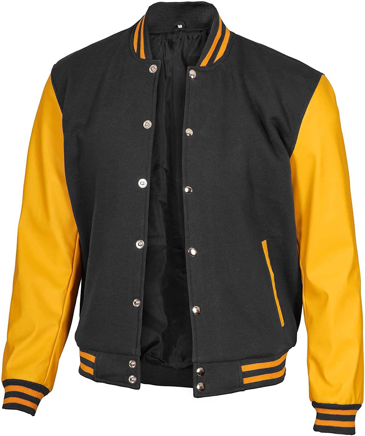 Buy Decrum Black and Yellow Letterman Jacket Men - High School