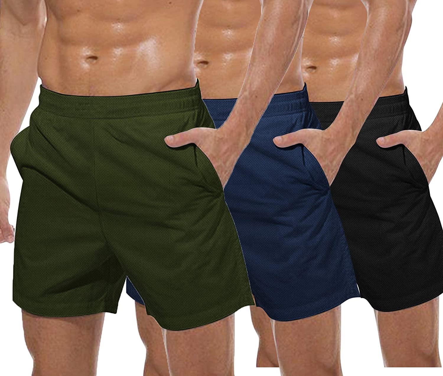 COOFANDY Men's 3 Pack Gym Workout Shorts Mesh Weightlifting Squatting ...
