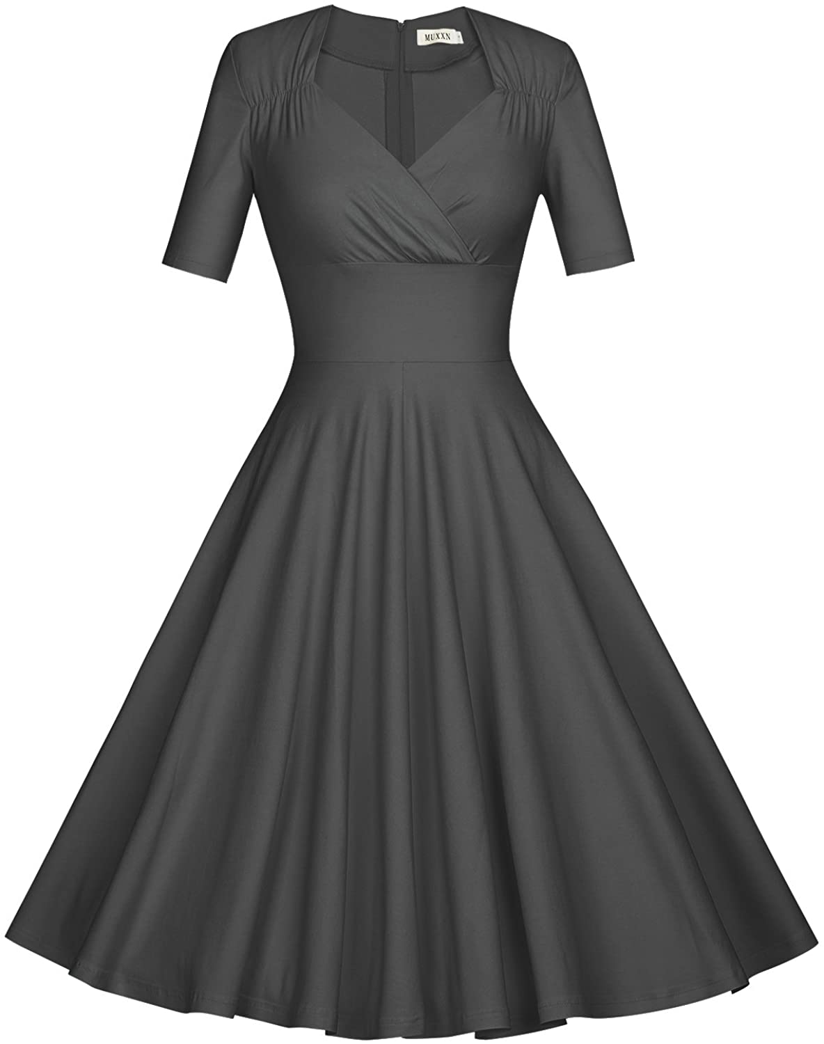 MUXXN Women's 50s Vintage Short Sleeve Pleated Swing Dress | eBay