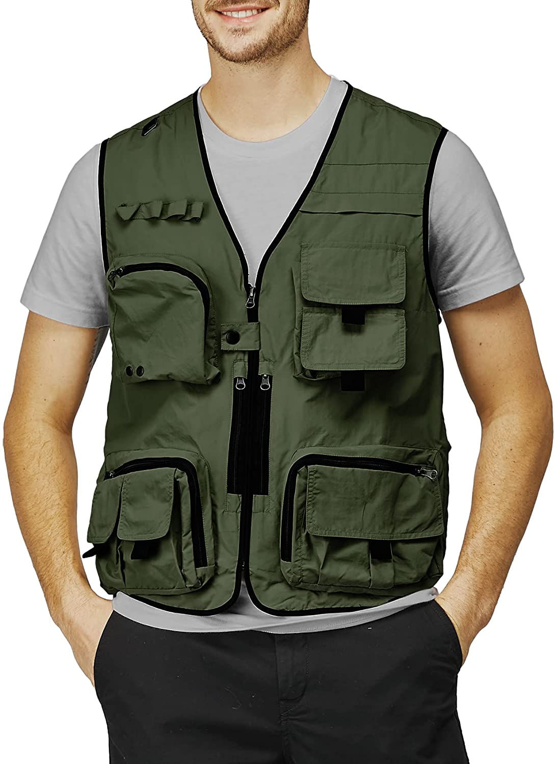 H2H Mens Active Wear Outdoor Vests Work Safari Fishing Travel Utility Summer Vest 