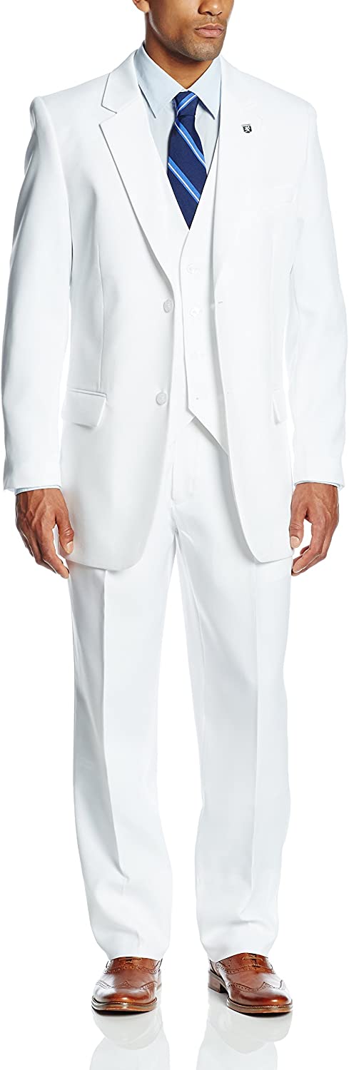 STACY ADAMS Mens 4-Piece Notch Lapel Plaid Vested Suit with 2 Pants