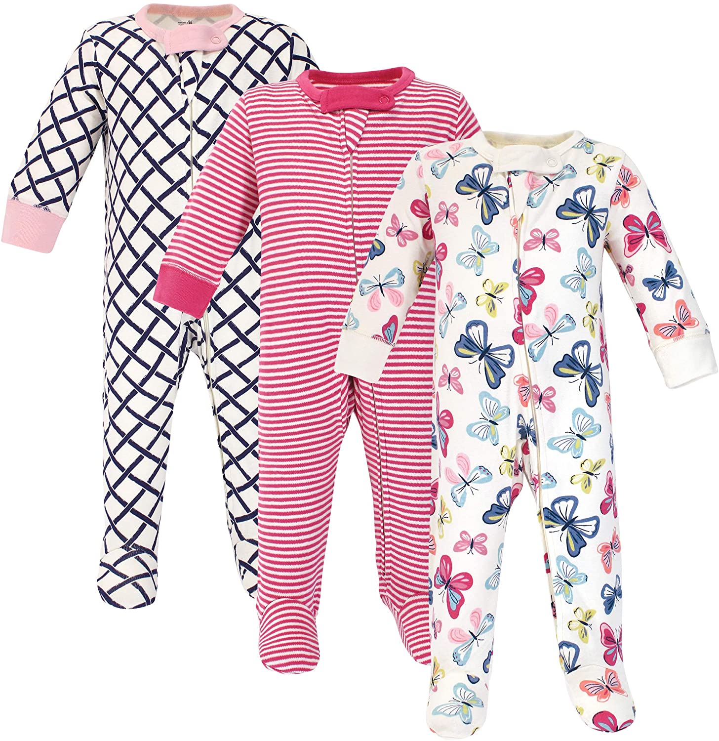Pink Rose 3-Pack Touched By Nature Girl Organic Cotton Sleep and Play 