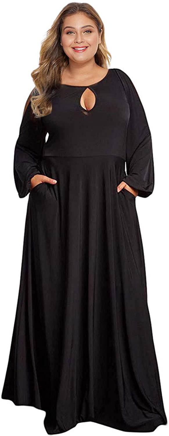 GOWOM Women Loose Long Maxi Dress Casual Plus Size Oversized Party Ball Dresses 