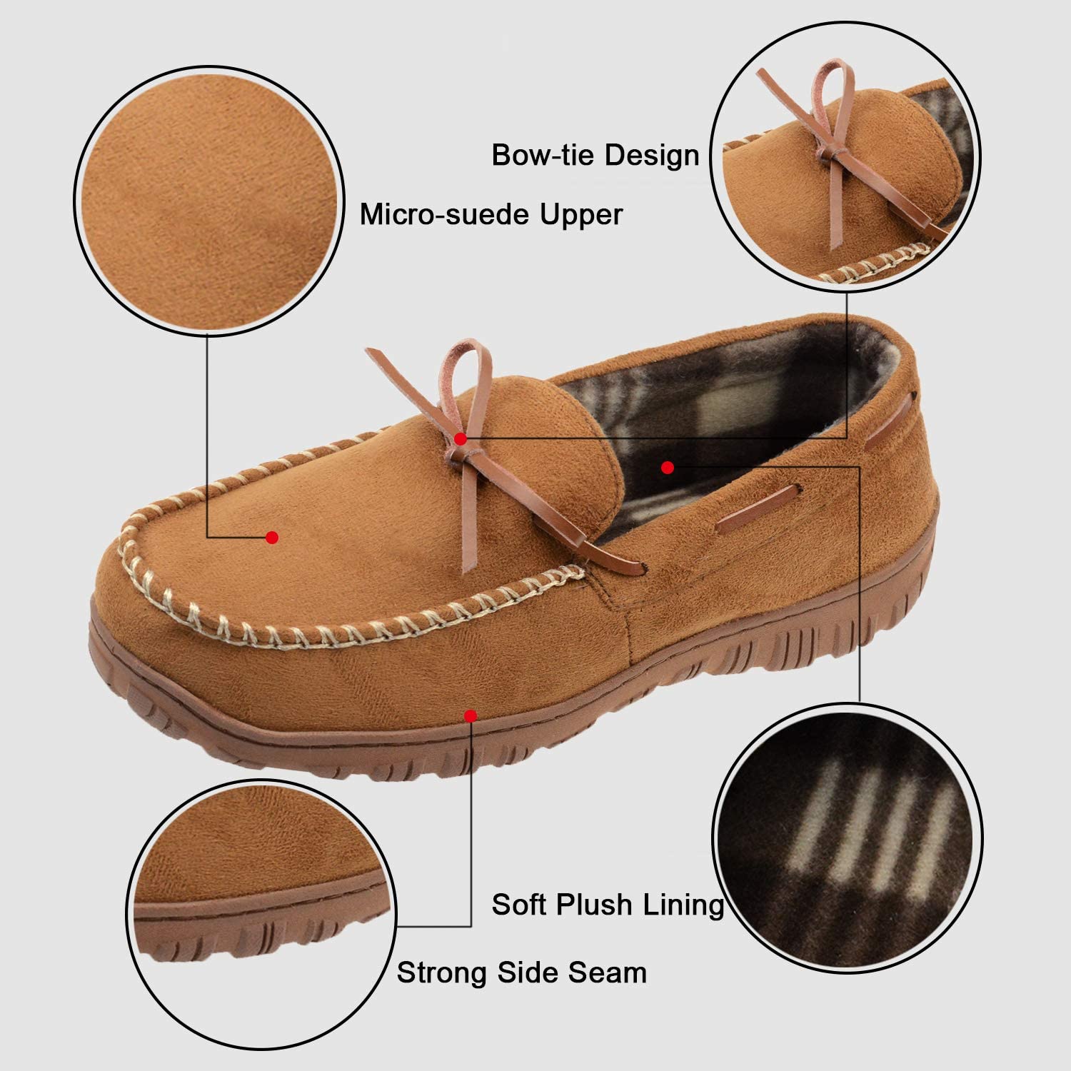 mens moccasin slippers with memory foam