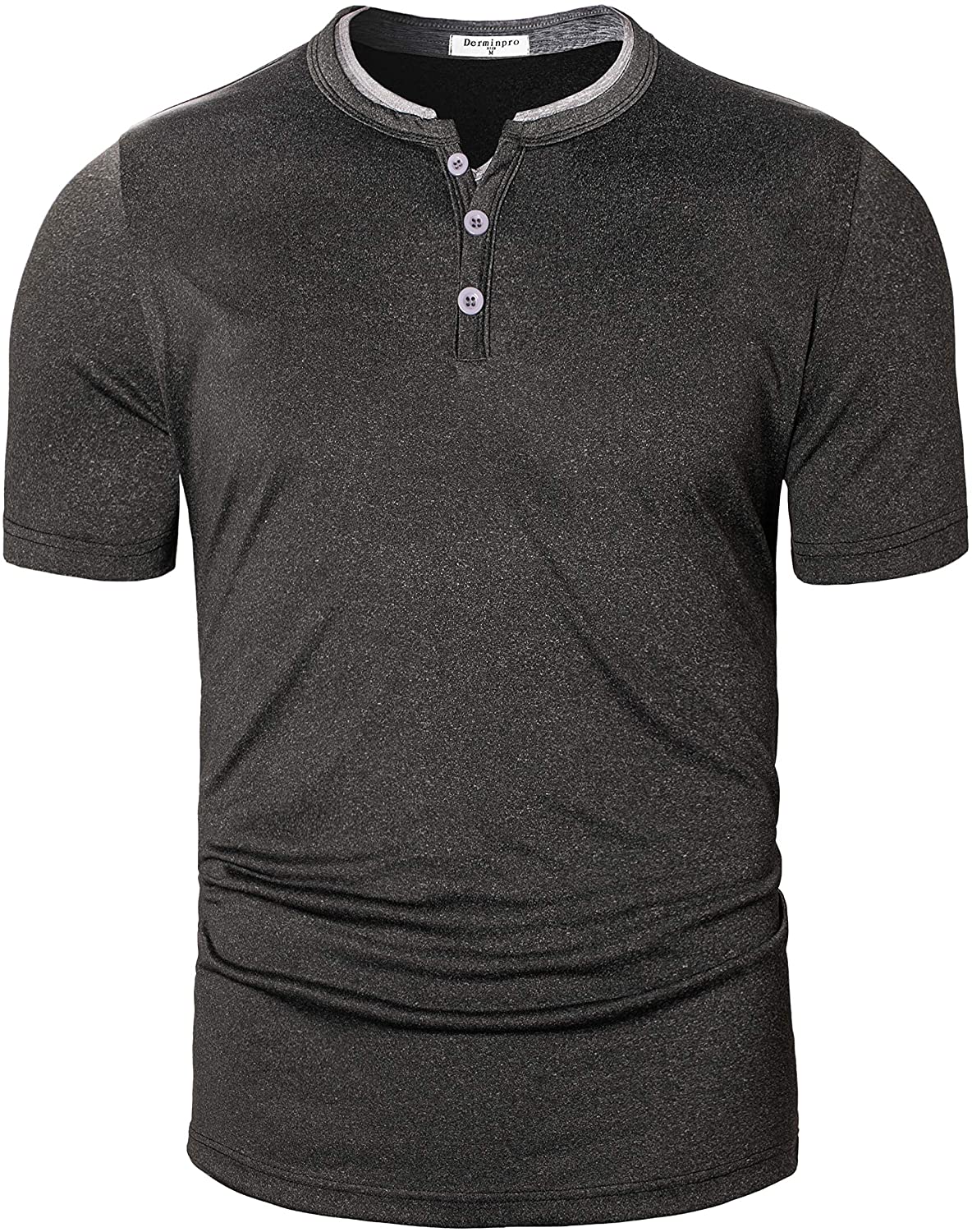 Derminpro Mens Casual Quick Dry Henley T Shirts Short Sleeve Raglan Tee with 3 Buttons 