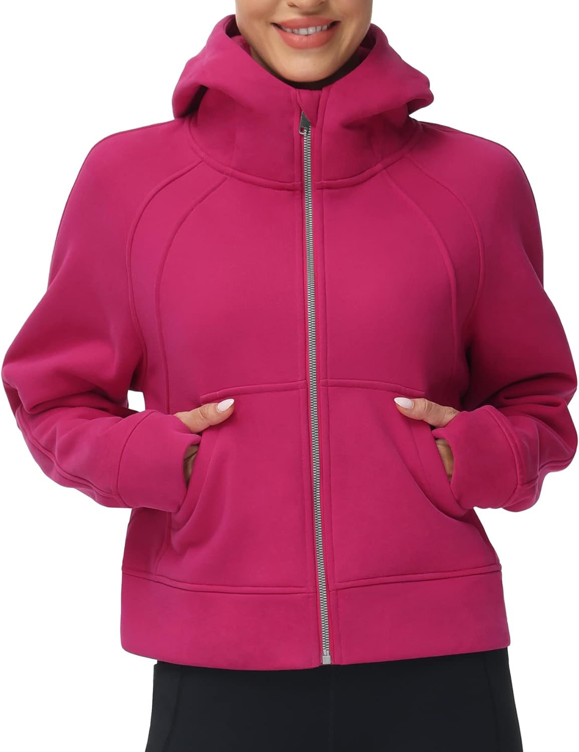 THE GYM PEOPLE Women's Full-Zip Up Hoodies Jacket Fleece Workout Crop Tops  Sweat
