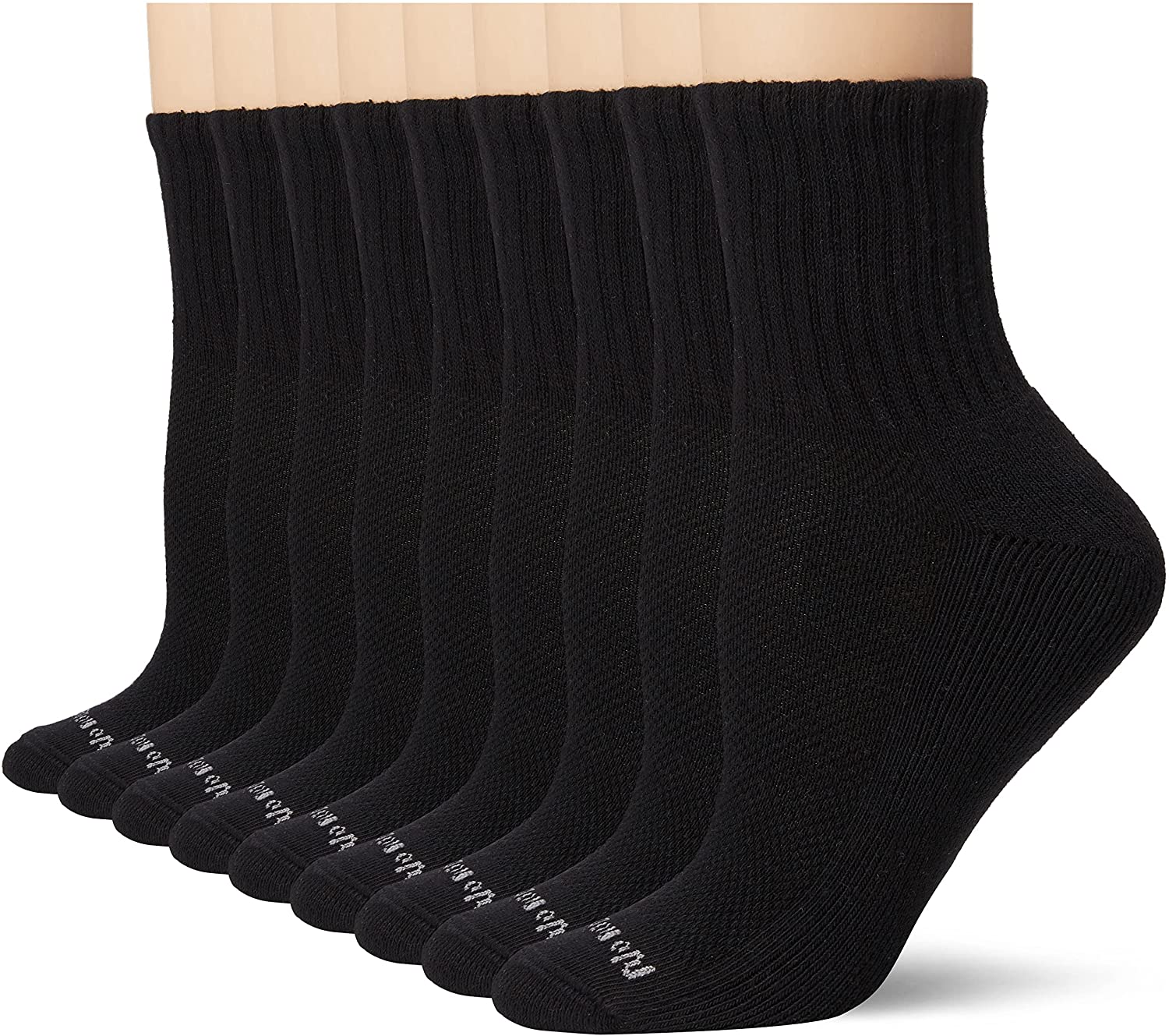 No Nonsense Soft & Breathable Quarter Top Cushioned Socks, Black