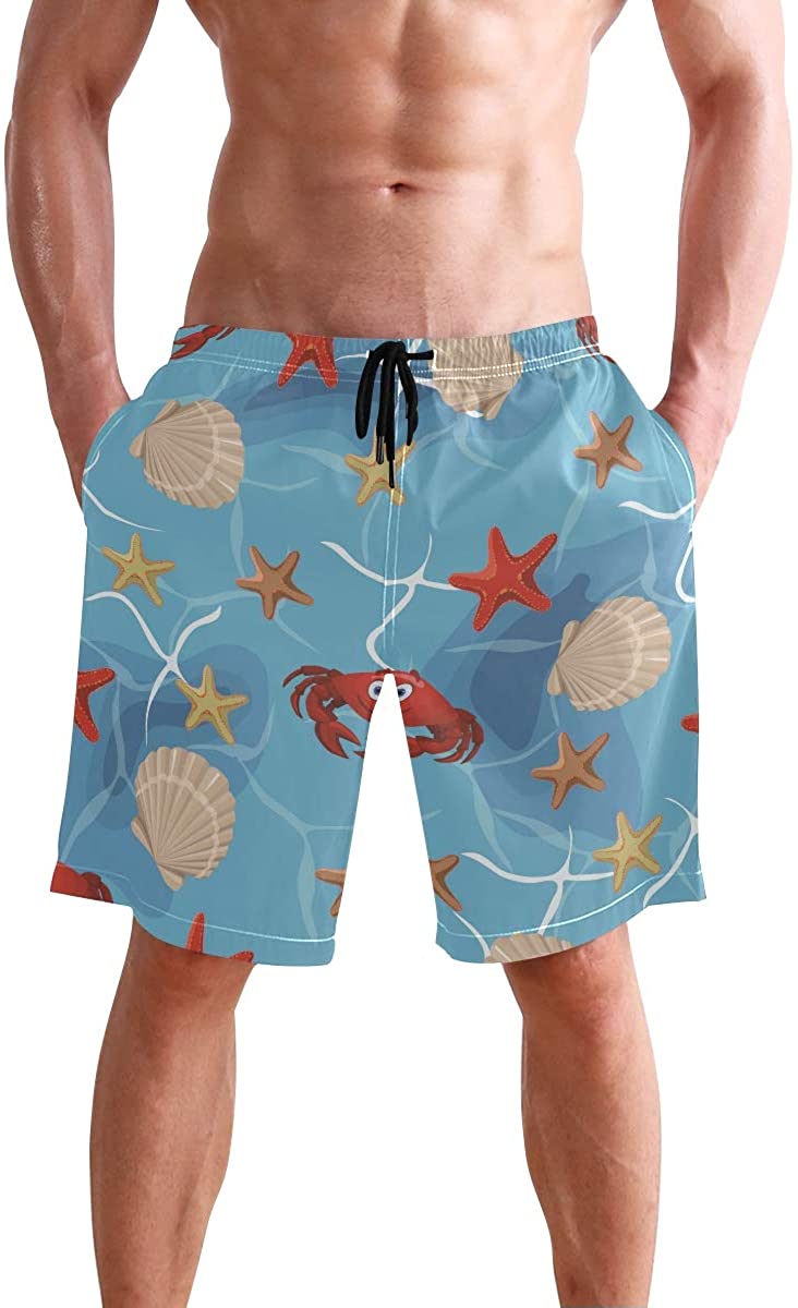WIHVE Mens Beach Swim Trunks Insect with Stars Boxer Swimsuit Underwear Board Shorts with Pocket
