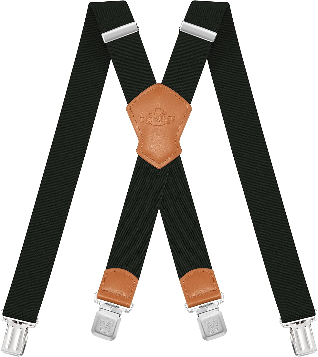 Dresime Suspenders for Men and Women Adjustable X Back 1.57 Inch Wide  Elastic He