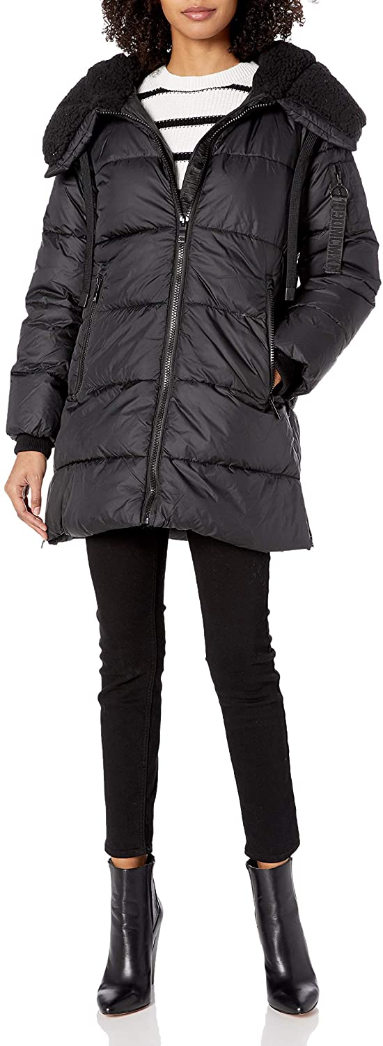 steve madden black puffer coat