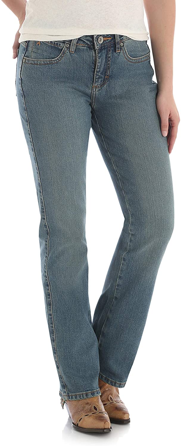 wrangler women's aura instantly slimming mid rise boot cut jean