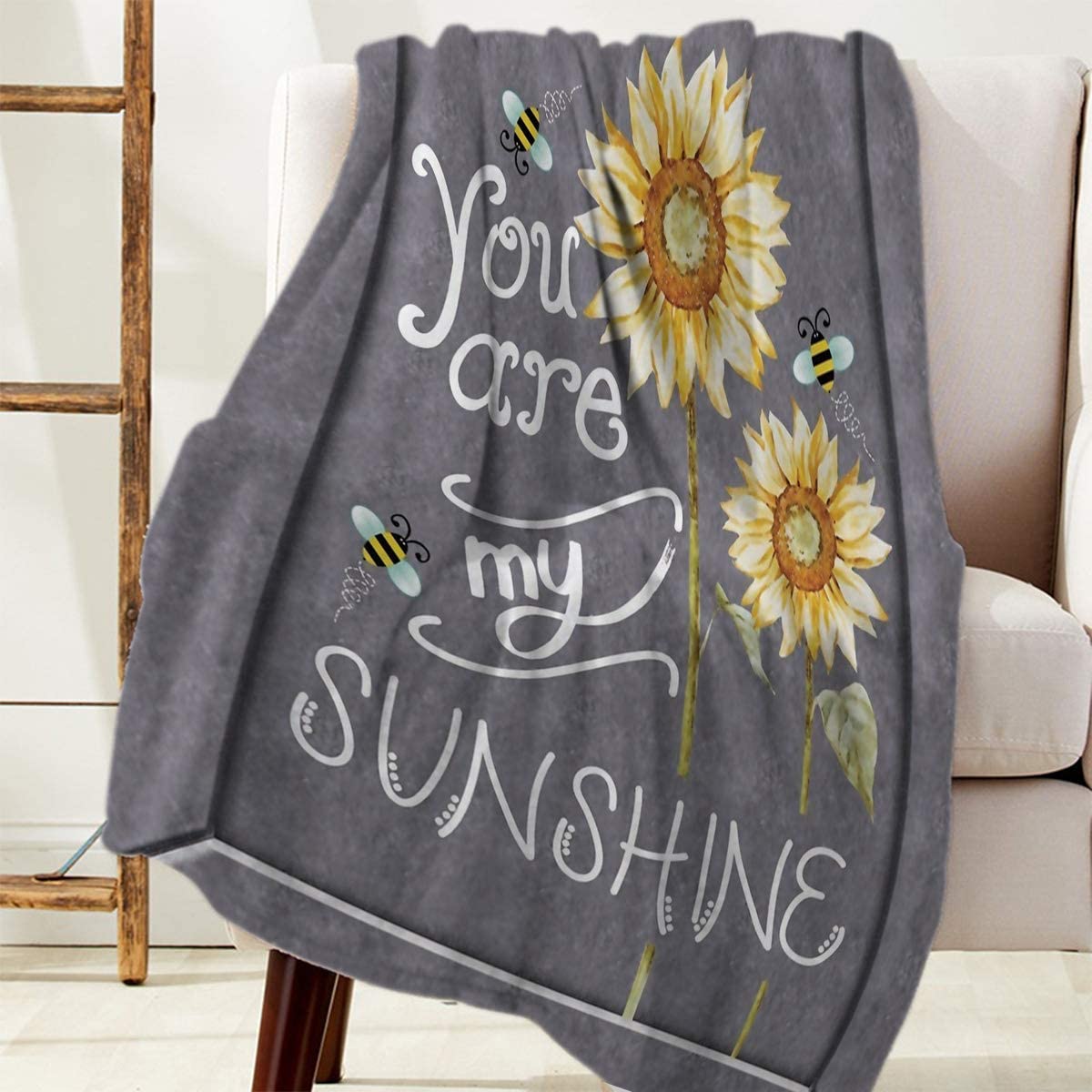 Flannel Fleece Bed Blanket 60 x 80 inch Sunflowers Throw Blanket Lightweight Coz 