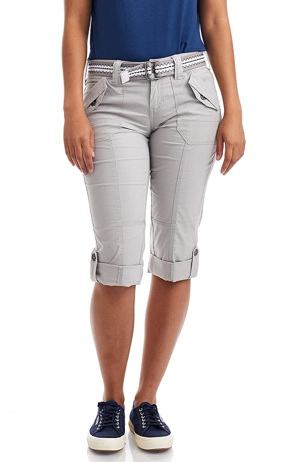 Size 2 to 22 Plus Suko Jeans Womens Cargo Capri Bermuda Shorts Adjustable Length Stretchy Pants