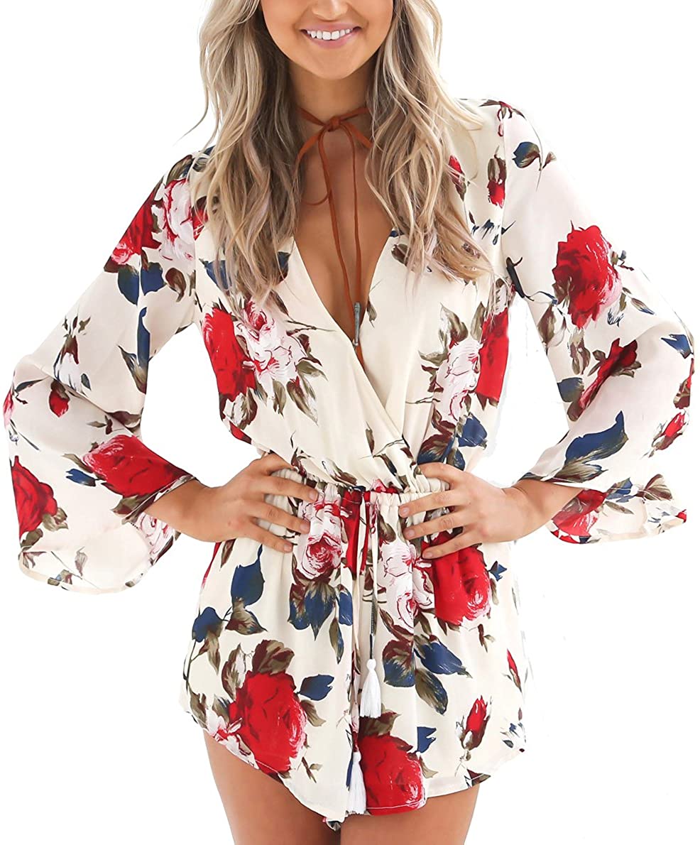 S77 NEW WOMENS FLORAL PRINT CUT OUT BACK PLAYSUIT & JUMPSUITS IN SIZE 08-14 
