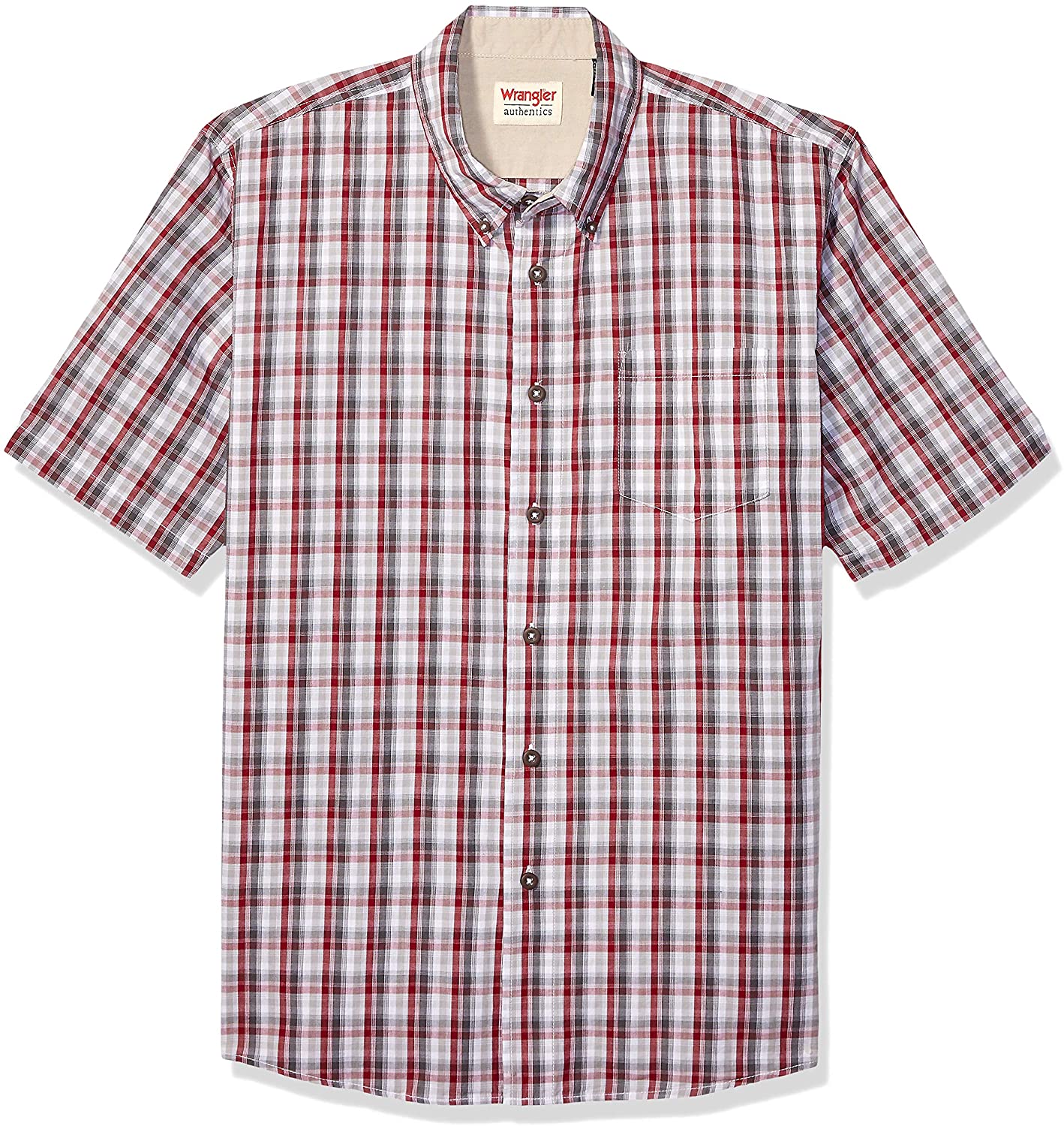 Wrangler Authentics Men s Short Sleeve Classic Plaid Shirt eBay