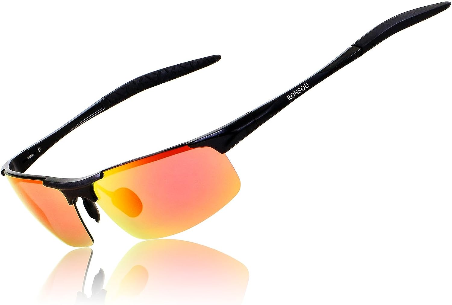RONSOU Men Sport Al-Mg Polarized Sunglasses Unbreakable for