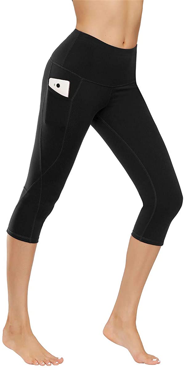 Kyopp High Waist Yoga Pants Tummy Control Workout Running 4 Way Stretch Yoga Leggings Women Capris Pants