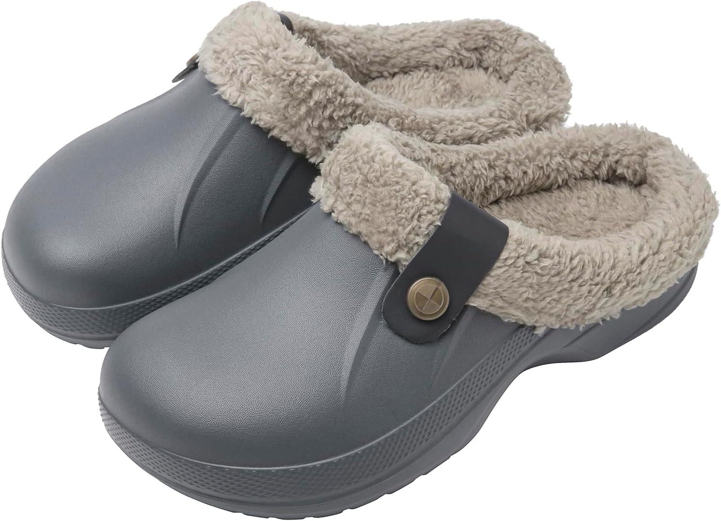 ChayChax Waterproof Slippers Women Men Fur Lined Clogs Winter Garden Shoes Warm