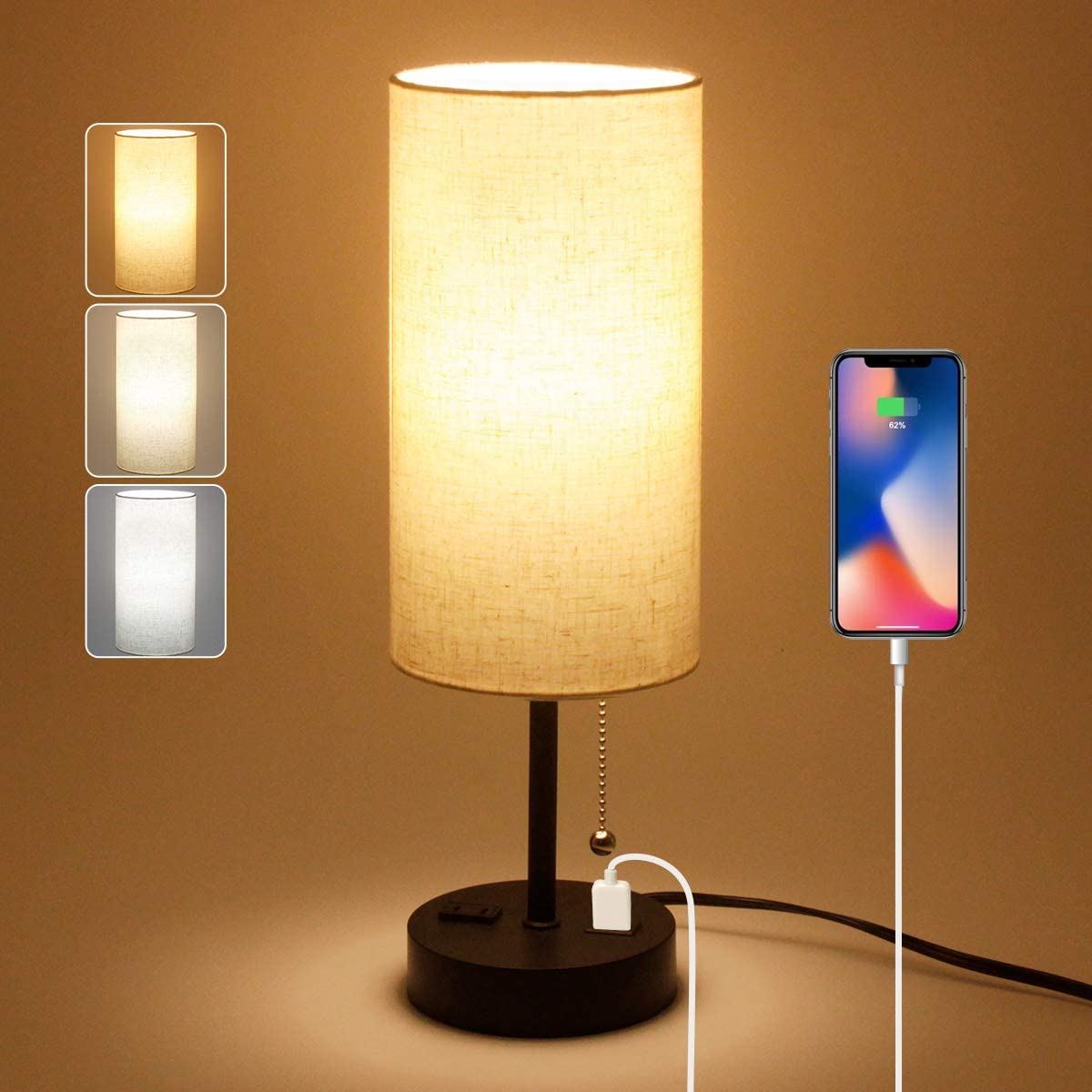 pull chain table lamp with usb port