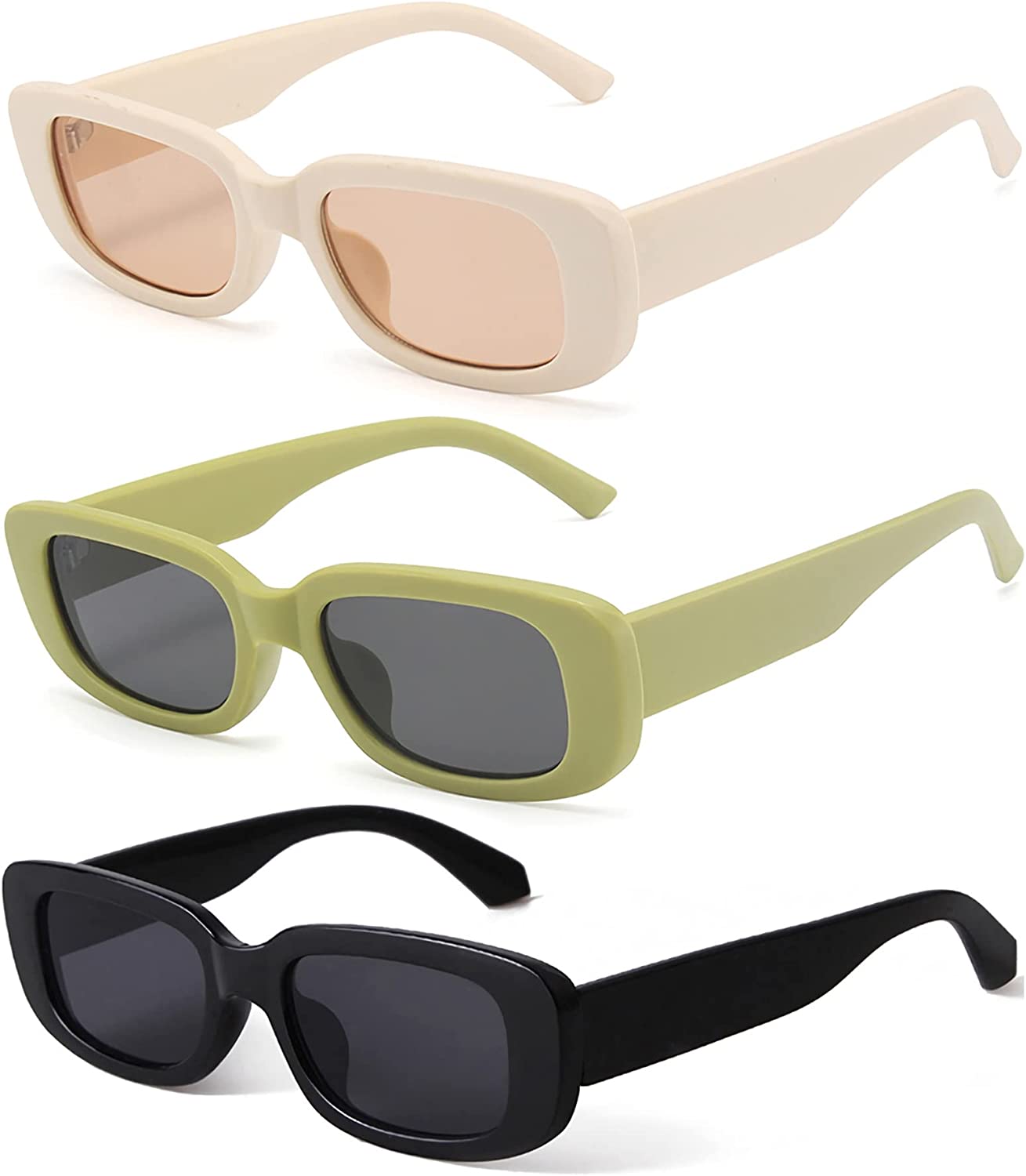 KUGUAOK Retro Rectangle Sunglasses Women and Men Vintage Small Square Sun  Glasse