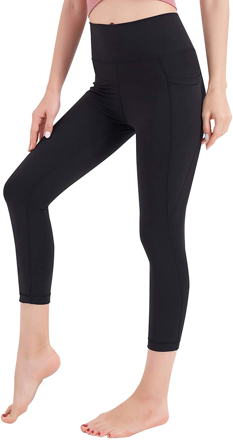 AXESEA Women's High Waist Capri Yoga Pants with Pockets Tummy Control  Workout Ru | eBay