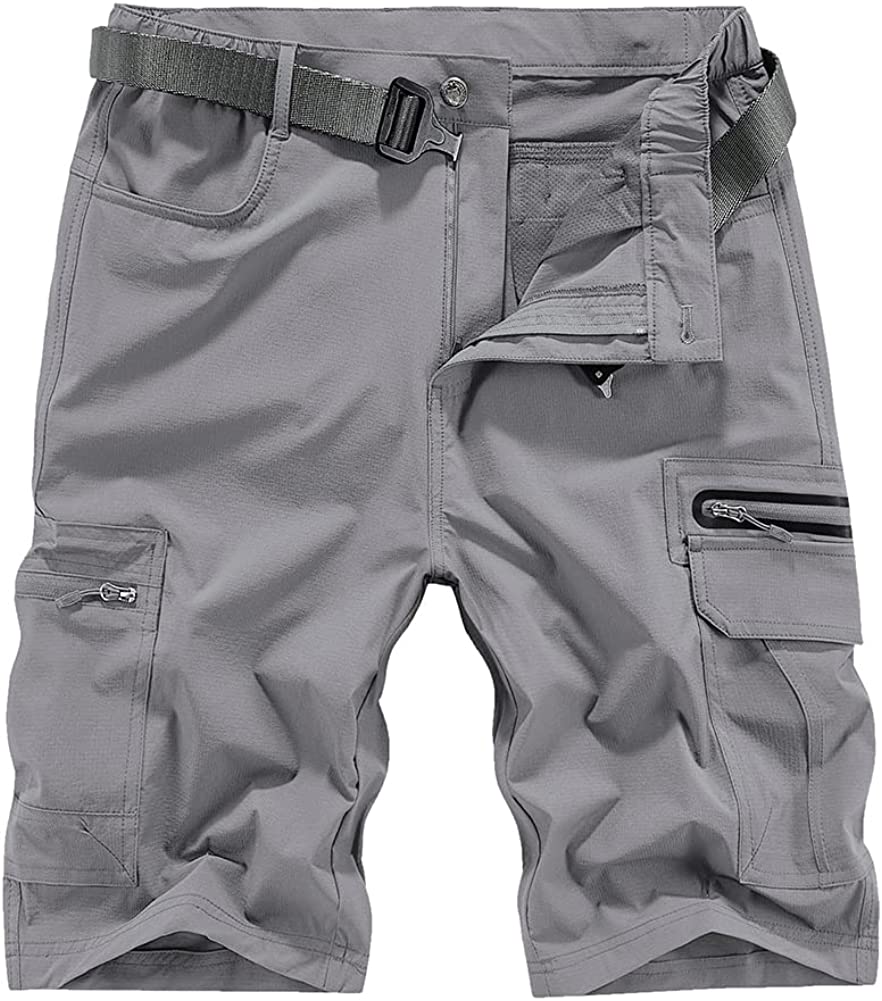 Kolongvangie Cargo Shorts Mens Quick Drying Sports Outdoors for Camping UPF Sun Protection Travel Surf Short Multi Pockets