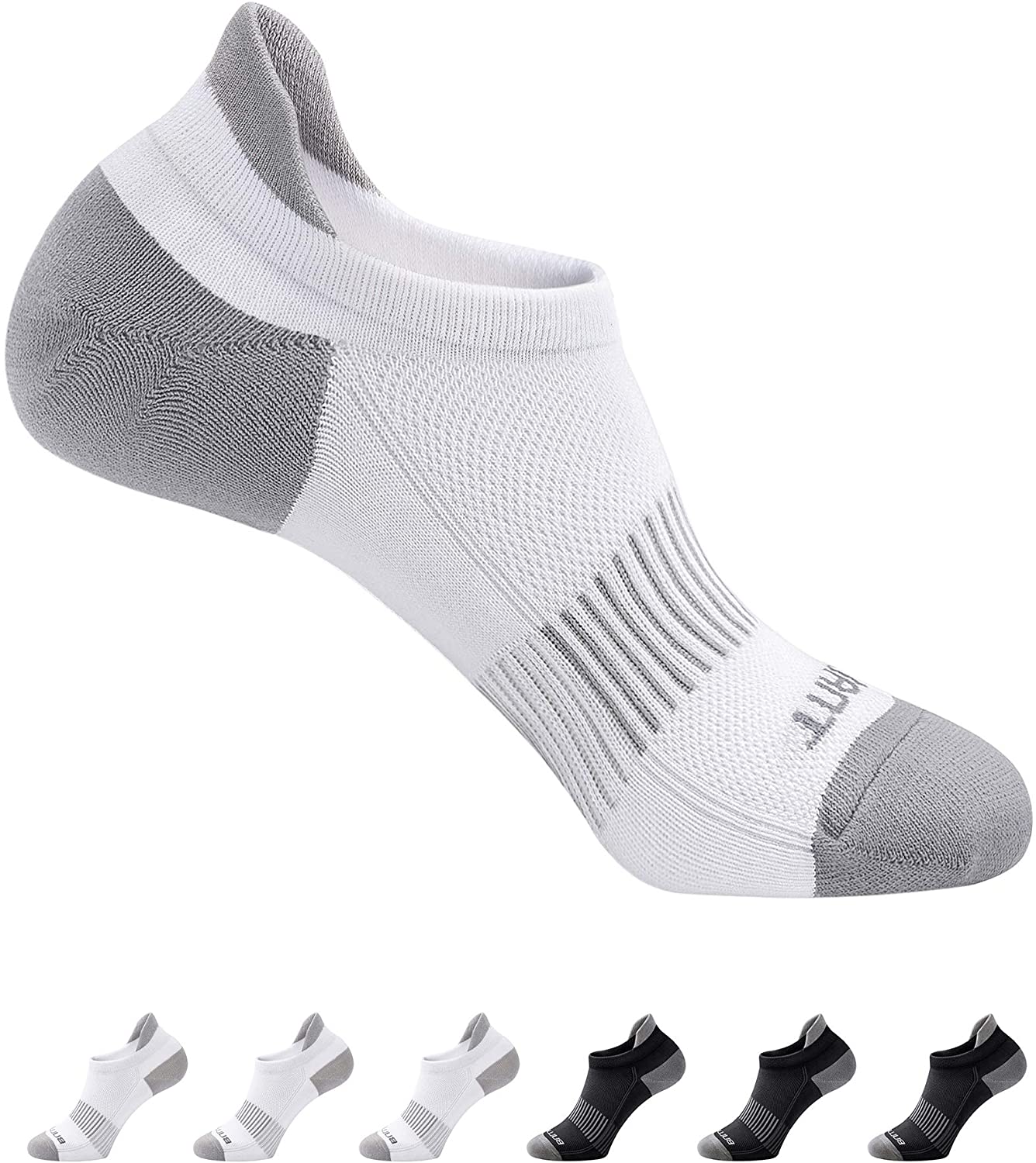 BULLIANT Socks For Women 2/6Pairs-Womens Athletic Ankle Socks No Show  Cushioned for Walking Running-Compression Arch Support