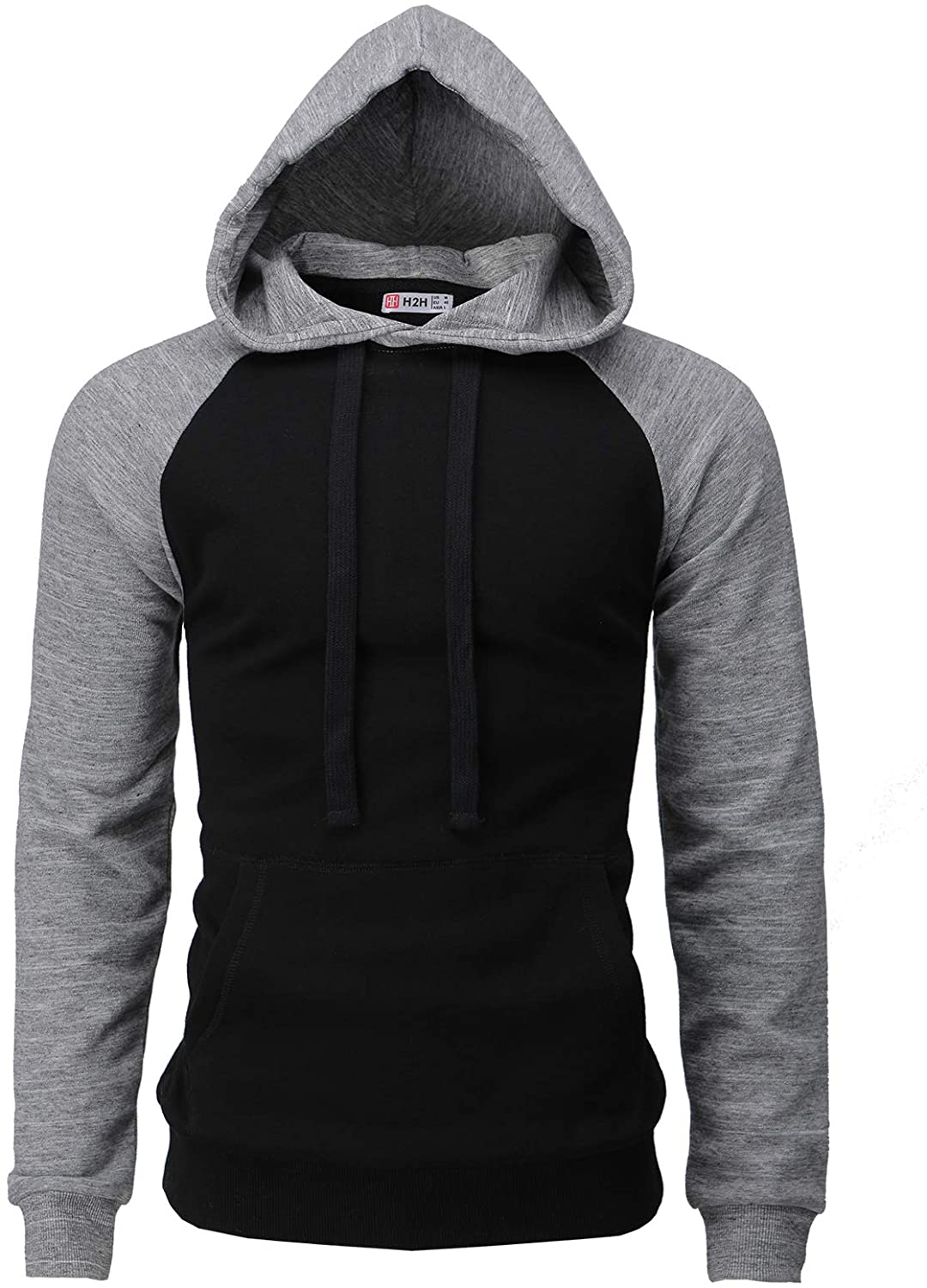 H2H Mens Casual Slim Fit Hoodie Raglan Long Sleeve Sweatshirts Fleece Lining Basic Designed